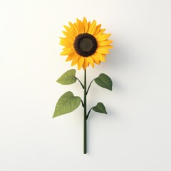 Poster - Isolated 3D Sunflower on a White Background