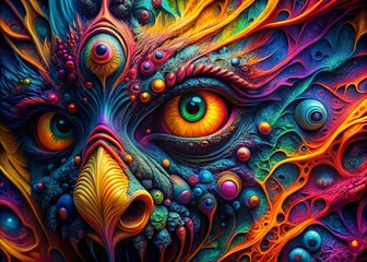  Abstract Texture Representing Phobia and Fear with Distorted Patterns and Dark Color Palette
