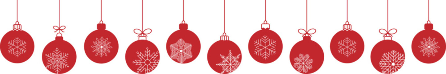 christmas ball with snowflakes line icon.set of simple christmas balls isolated on white background.