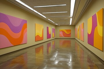 Wall Mural - Abstract Art Paintings in Gallery Hallway