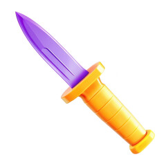 Poster - A vibrant, playful design of a knife featuring a purple blade and orange handle, ideal for animation or graphic elements.
