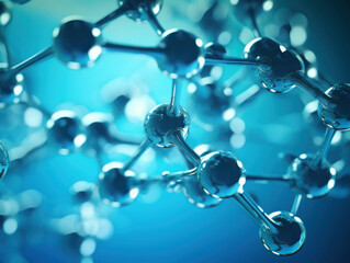 Poster - Detailed Close-Up of Molecular Structure in Blue