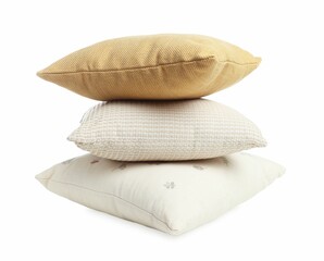 Wall Mural - Stack of different pillows isolated on white