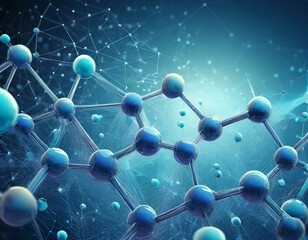 abstract blue molecule structure background