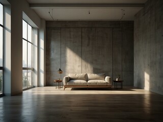 Modern empty room with natural light and minimal furniture.