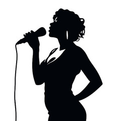 Rockstar Female Singer Silhouette – Bold Vector Illustration for Music and Concert Graphics