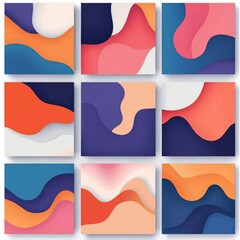 Wall Mural - set of    frame  Modern Abstract Covers Set Featuring Colorful Geometric Backgrounds - Minimalist Design Vector Illustration