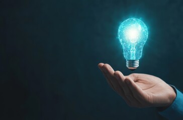 Businessman Holding Glowing Lightbulb   Innovation  Creativity  Idea  Concept