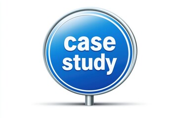 blue case study sign with bold text