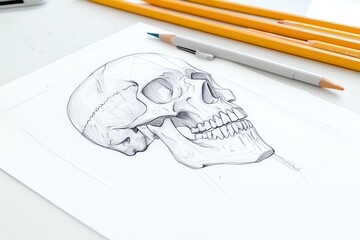 Poster - A close-up of a pencil sketch on paper, with detailed lines and shading showing the artist's focus
