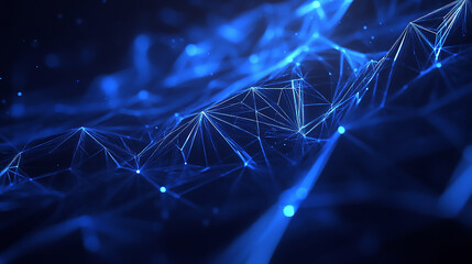 Poster - Abstract polygonal background with lines and dots
 blue plexus background
