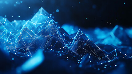 Poster - Abstract polygonal background with lines and dots
 blue plexus background
