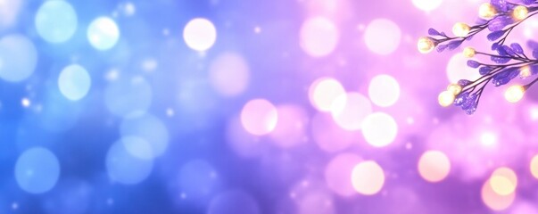 blue purple tree branch on purple bokeh light background