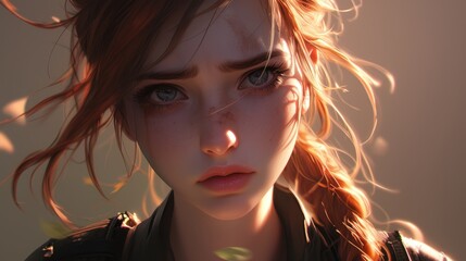 Poster - Captivating 3D Character Portrait of a Young Girl