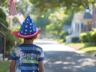 Celebrating Independence Day with a festive scavenger hunt in the park surrounded by nature.