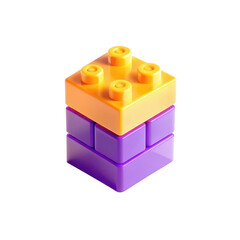 Poster - A vibrant 3D model of interlocking building blocks in yellow and purple, showcasing creativity and fun in design.
