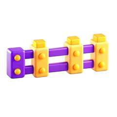 Poster - This image features a 3D rendered colorful construction toy piece in vibrant purple and yellow colors, perfect for imaginative play.