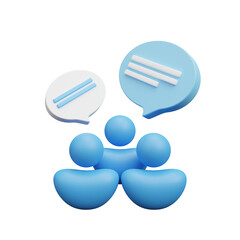 Business people group chat communication bubble icon on transparent background. Business teamwork concept. Talking with speech bubbles. Team coworker discussing work. 3d rendering illustration