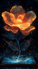 Poster - Digital Blooming Flower on Tablet Screen