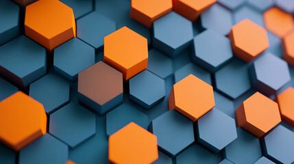 Poster - Abstract vector background with hexagons. landscape of the virtual world 