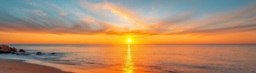 Wall Mural - Golden Sunset Over The Ocean.