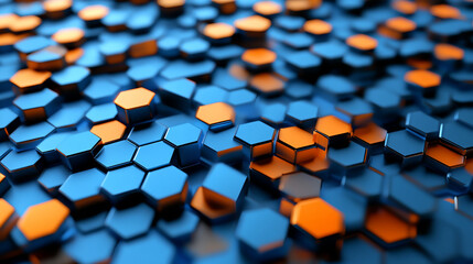 Poster - Abstract vector background with hexagons. landscape of the virtual world 