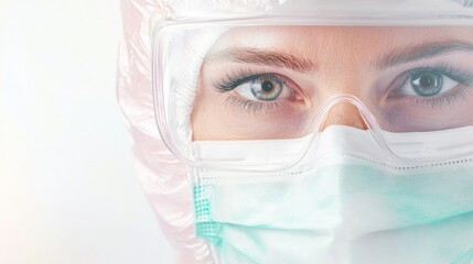 Aufkleber - Close-Up of Scientist in Protective Gear and Mask Focused on Research