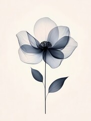 Poster - Minimalist Flower with Thin Petals in Simple Design