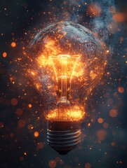 Poster - Abstract Explosion of Lightbulb with Sparks and Glow