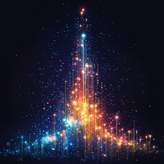 Poster - Bright Upward Graph of Light Beams