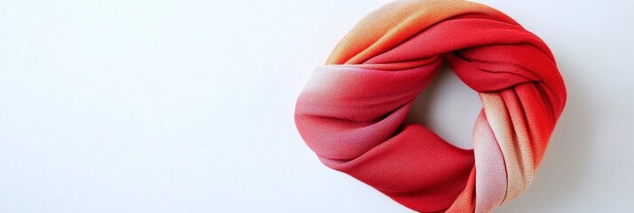 Poster - Minimalist Art of Vivid Red and Pink Gradient Scarf on Clean White Background