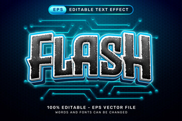 Poster - flash 3d text effect and editable text effect with cyber background and glow light