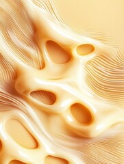 Poster - Abstract Minimalist Cheese Pattern with Flowing Melting Forms in Warm Golden Tones
