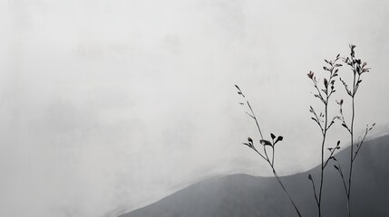 Poster - A soft grey background with delicate silhouettes creates a calming, tranquil atmosphere.