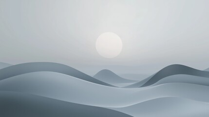 Poster - A minimalist grey scene with soft shapes evokes tranquility and invites reflection. A calming visual experience.