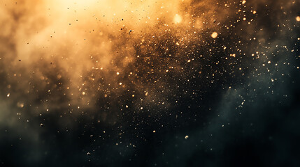 A gold dust explosion on a black background
