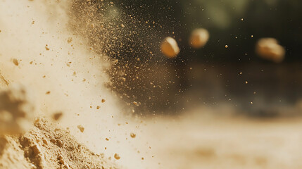 A gold dust explosion on a black background

