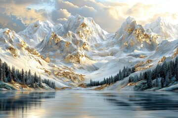Poster - An amazing view of Poland's Tatra mountains and lake