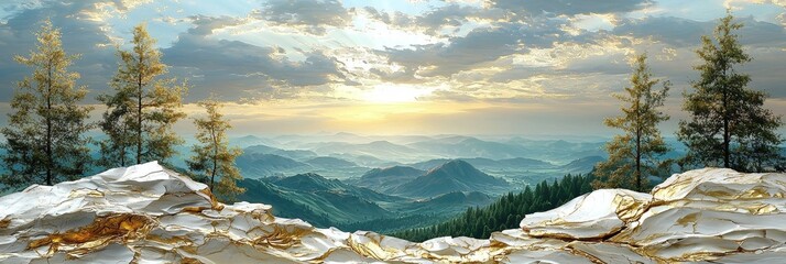 Poster - Panorama of Slovakian mountains at sunset, Vrsatec