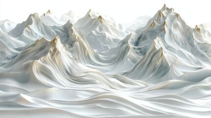 Wall Mural - Mountain peaks separated against a white background in the Snowy Mountains