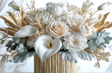 Leinwandbilder - Isolated bouquet of flowers on white background