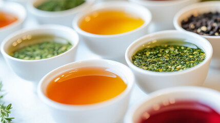 Wall Mural - Variety of Teas Displayed in Different Containers