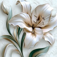Poster - A white background with an abstract red lily flower illustration