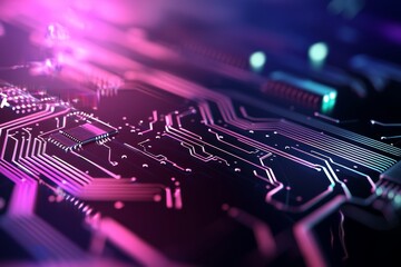 Leinwandbilder - Design of an abstract circuit cyberspace based on Stock