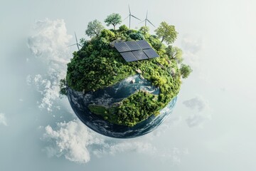 Aufkleber - Background in renewable energy using wind turbines and solar panels