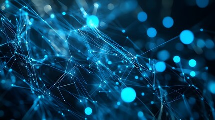 Poster - Abstract Blue Network of Lines and Glowing Circles