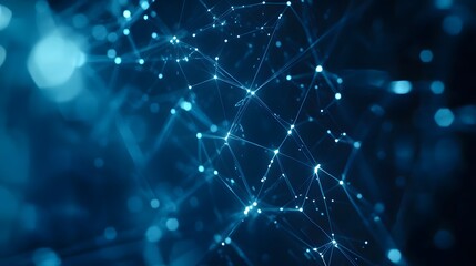 Poster - Abstract Blue Network of Glowing Lines and Points