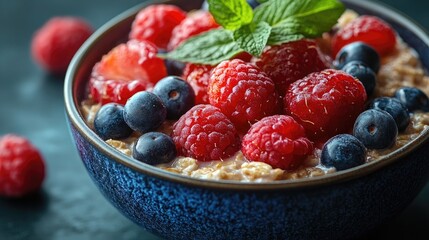 Healthy Bowl of Oatmeal Topped with Fresh Fruits for Nutritious Breakfast Options