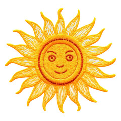 Canvas Print - PNG  Sun in embroidery style sunflower pattern face.