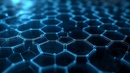 Poster - Abstract Blue Hexagonal Network Pattern